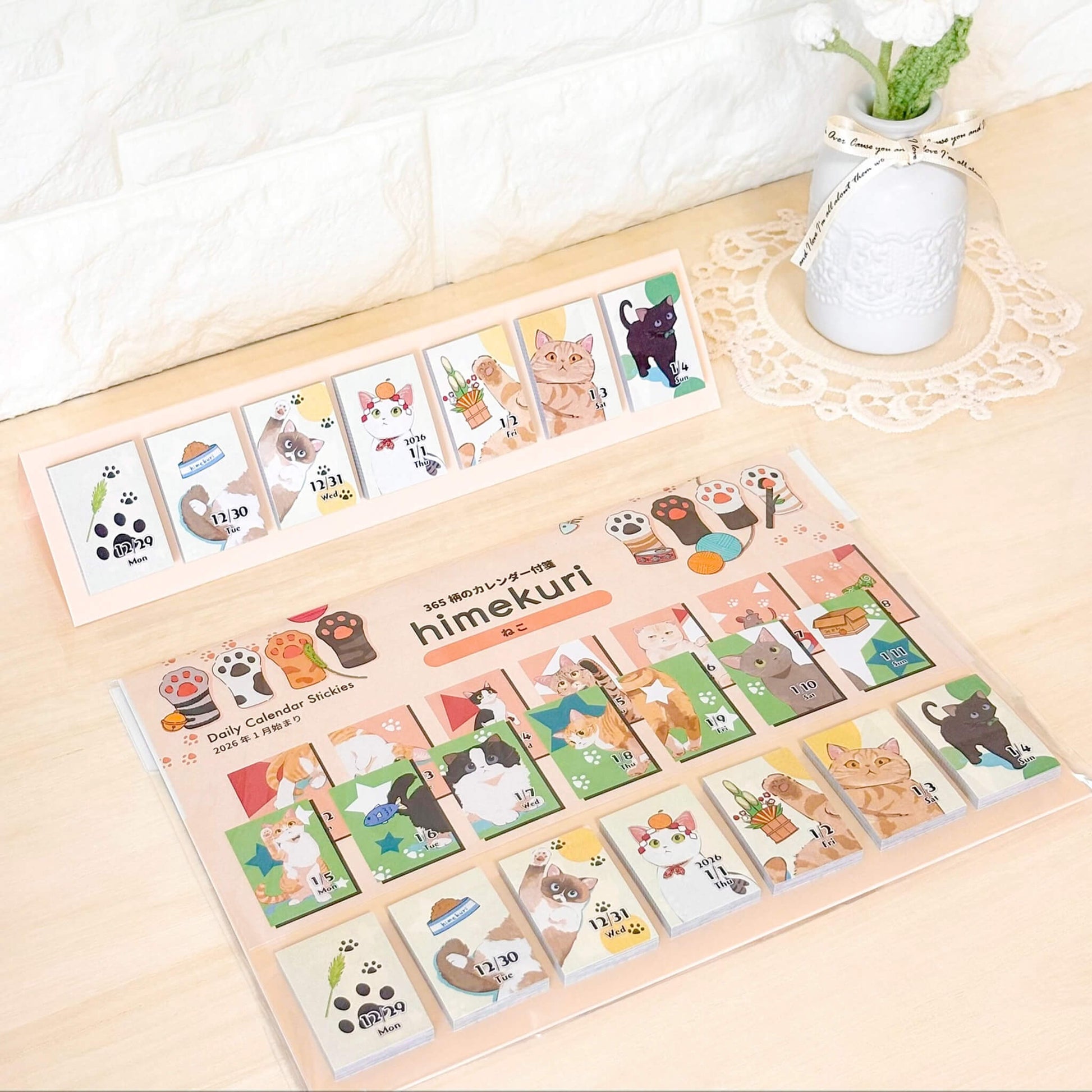 Himekuri 2026 Daily Sticky Calendar - Cat - 2026 Calendars