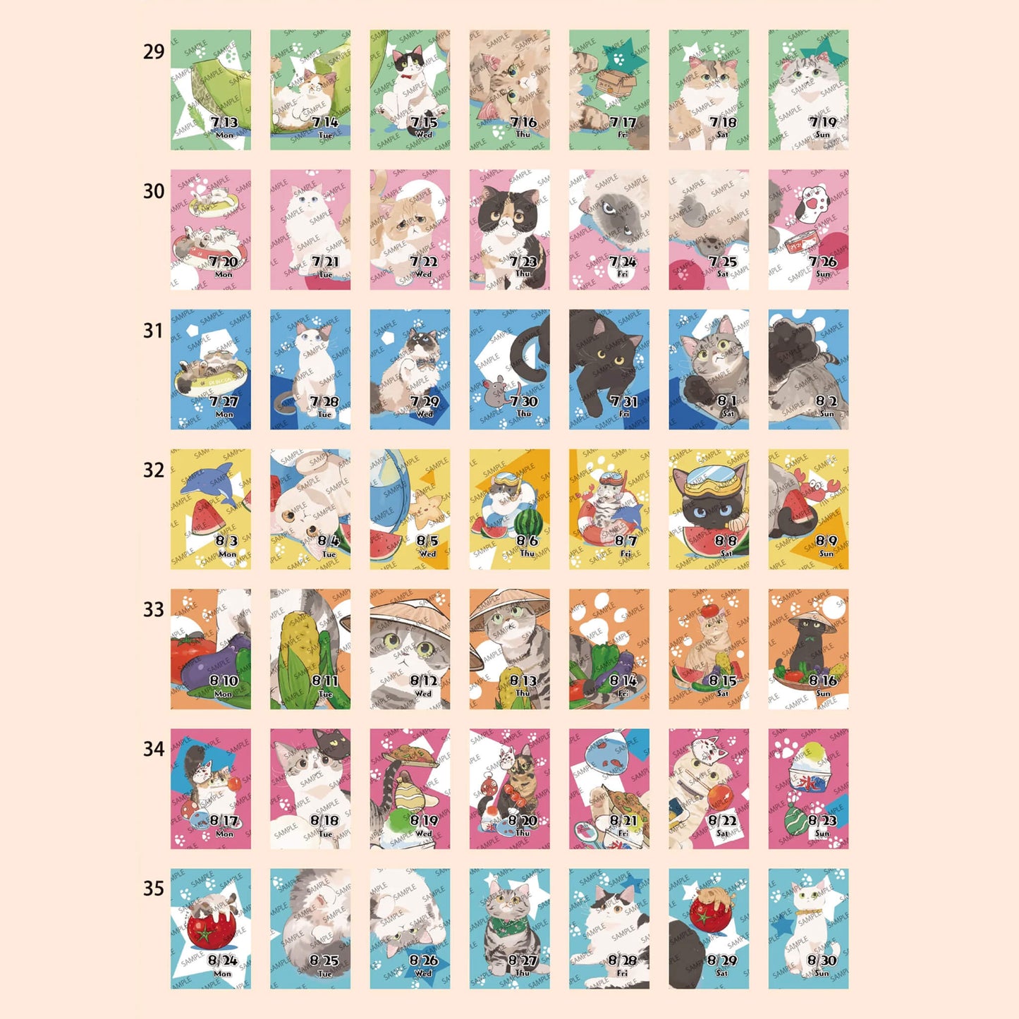 Himekuri 2026 Daily Sticky Calendar - Cat - 2026 Calendars