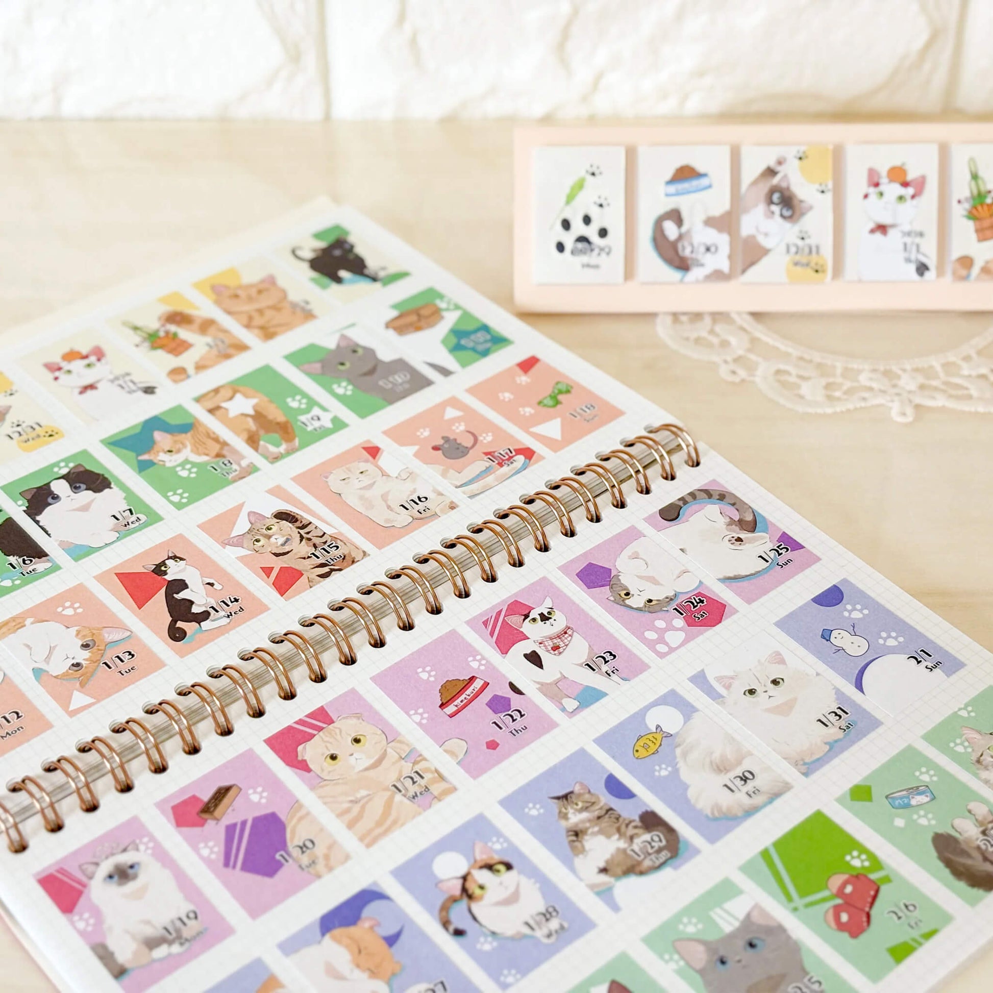 Himekuri 2026 Daily Sticky Calendar - Cat - 2026 Calendars