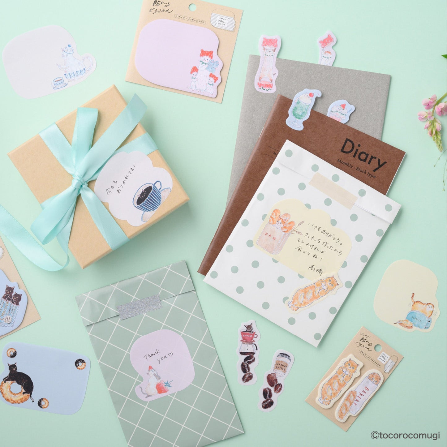 Hisago × Tocoro Comugi Firmly Sticky Notes L Size - Bread Cat - Sticky Notes