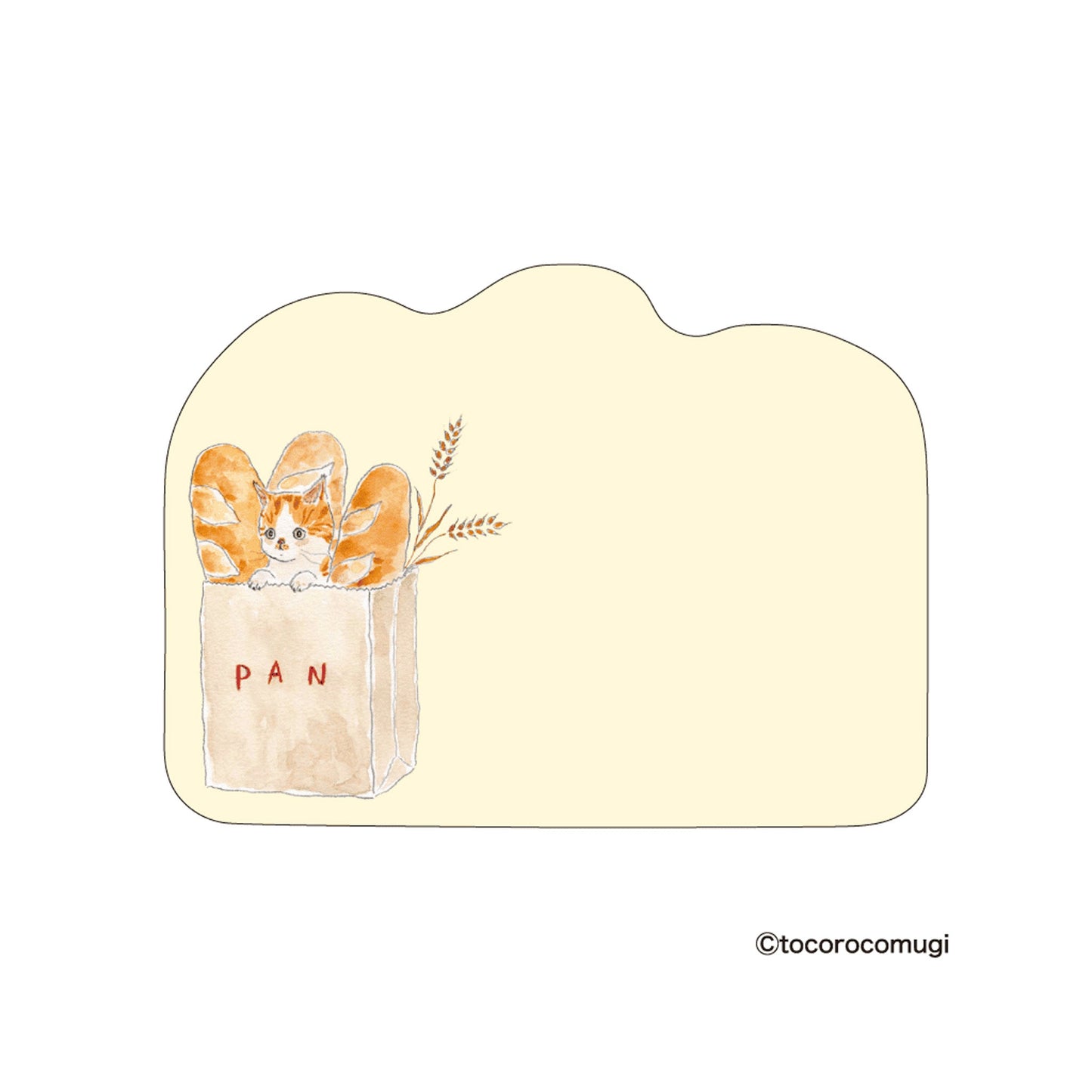 Hisago × Tocoro Comugi Firmly Sticky Notes L Size - Bread Cat - Sticky Notes
