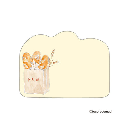Hisago × Tocoro Comugi Firmly Sticky Notes L Size - Bread Cat - Sticky Notes