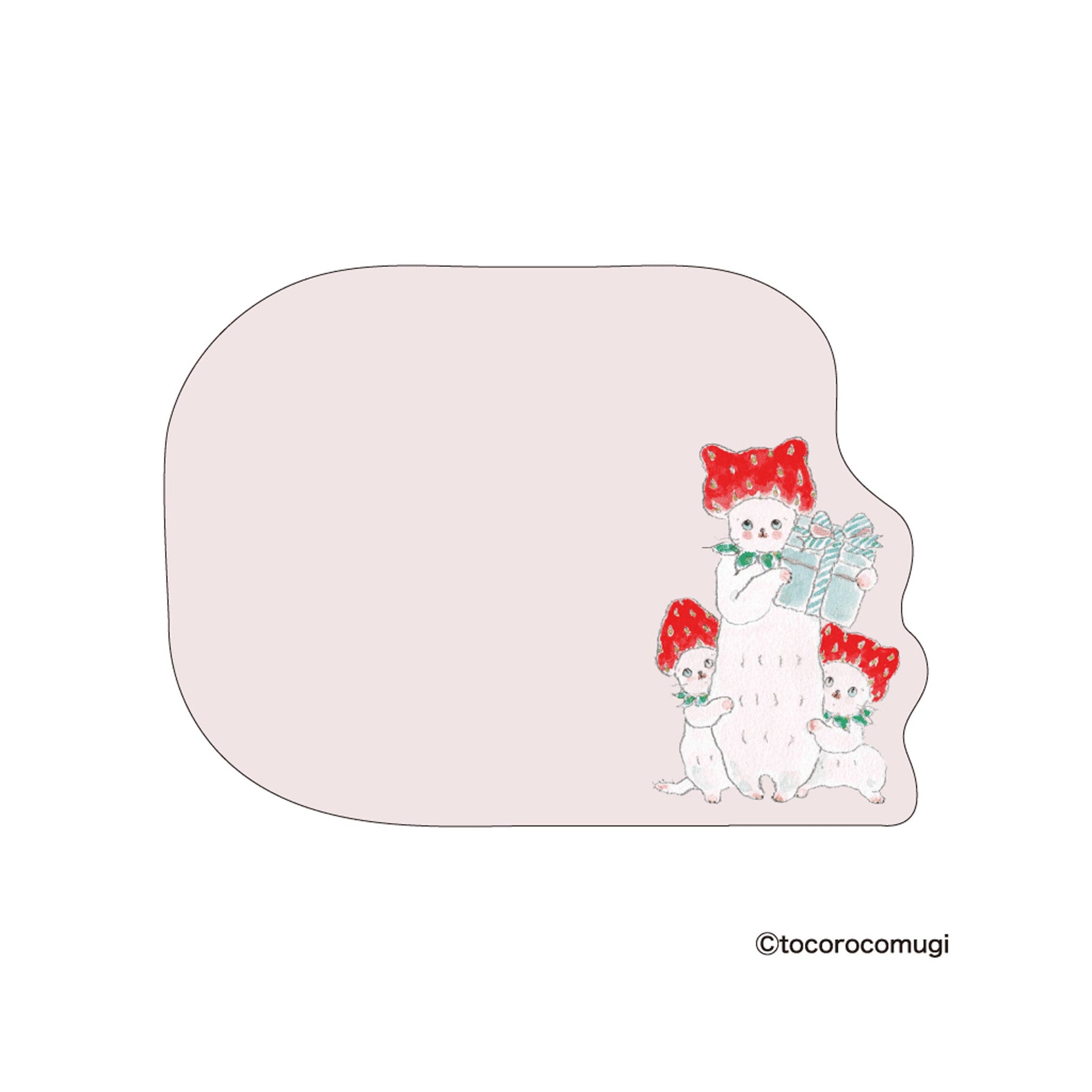 Hisago × Tocoro Comugi Firmly Sticky Notes L Size - Strawberry Cat - Sticky Notes