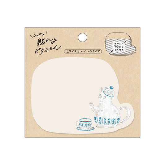 Hisago × Tocoro Comugi Firmly Sticky Notes L Size - Tea Time Cat - Sticky Notes