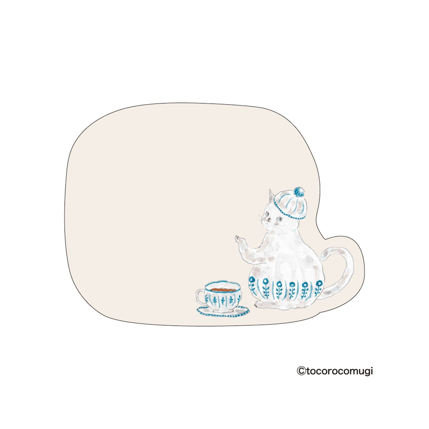 Hisago × Tocoro Comugi Firmly Sticky Notes L Size - Tea Time Cat - Sticky Notes