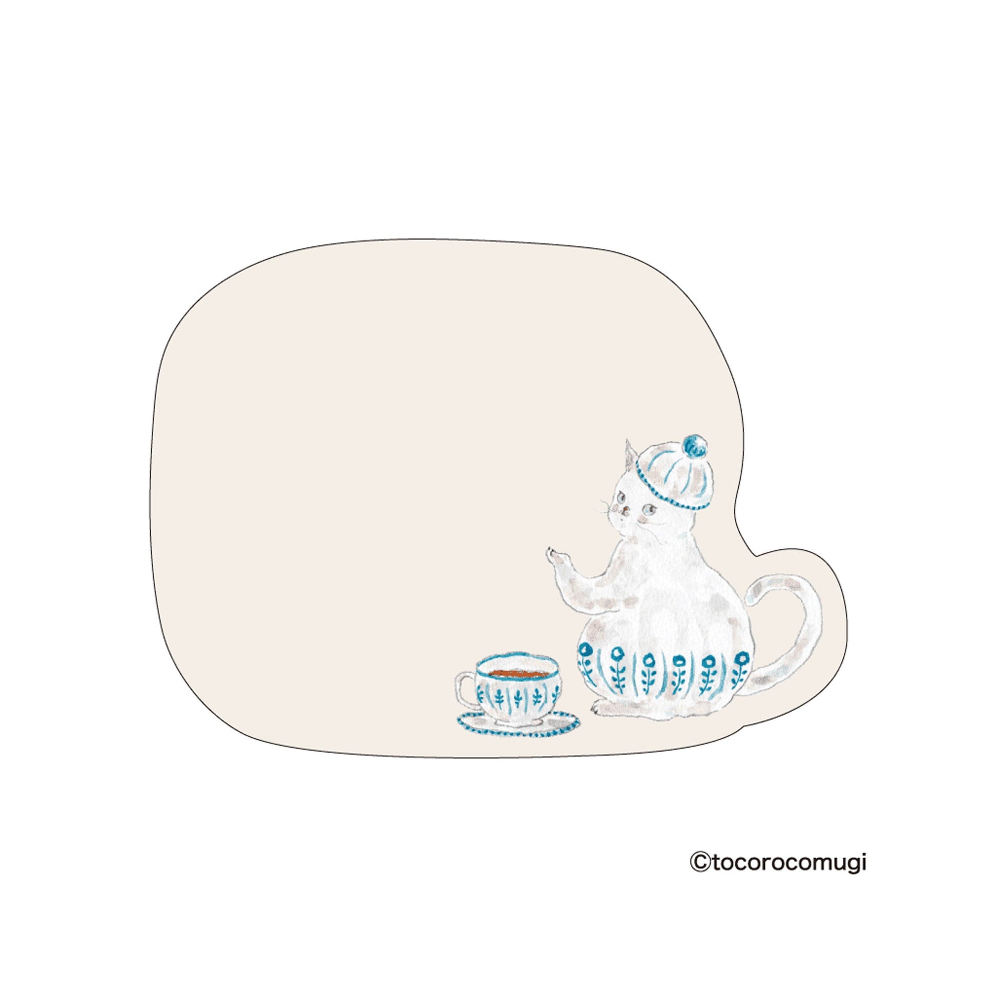 Hisago × Tocoro Comugi Firmly Sticky Notes L Size - Tea Time Cat - Sticky Notes