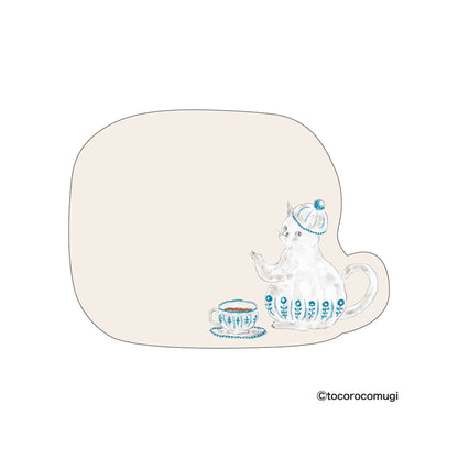 Hisago × Tocoro Comugi Firmly Sticky Notes L Size - Tea Time Cat - Sticky Notes
