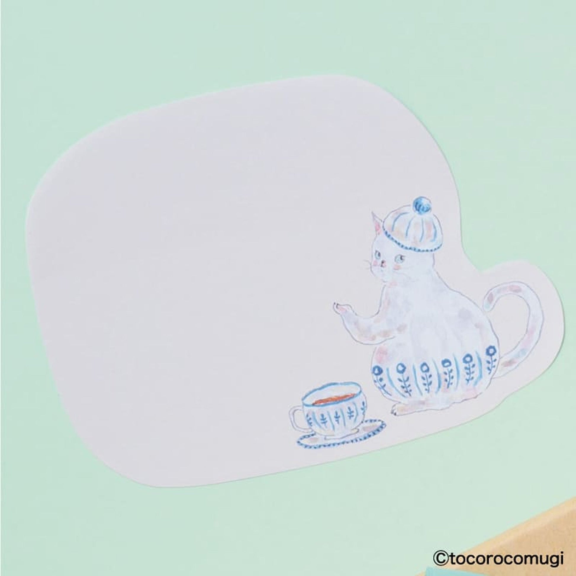 Hisago × Tocoro Comugi Firmly Sticky Notes L Size - Tea Time Cat - Sticky Notes