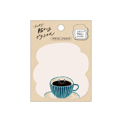 Hisago × Tocoro Comugi Firmly Sticky Notes M Size - Coffee Cat - Sticky Notes