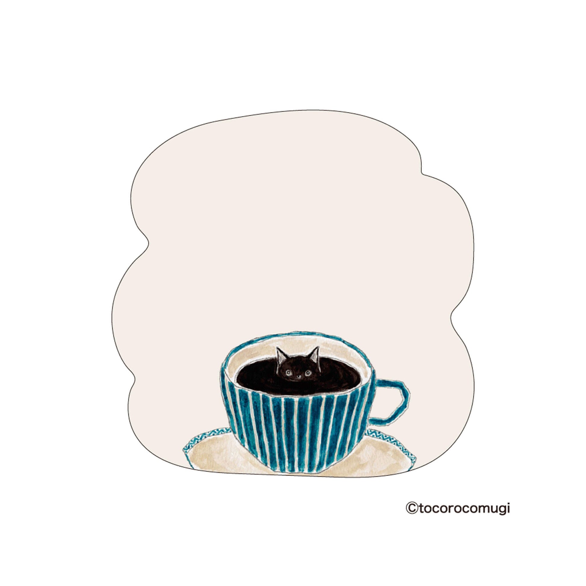 Hisago × Tocoro Comugi Firmly Sticky Notes M Size - Coffee Cat - Sticky Notes