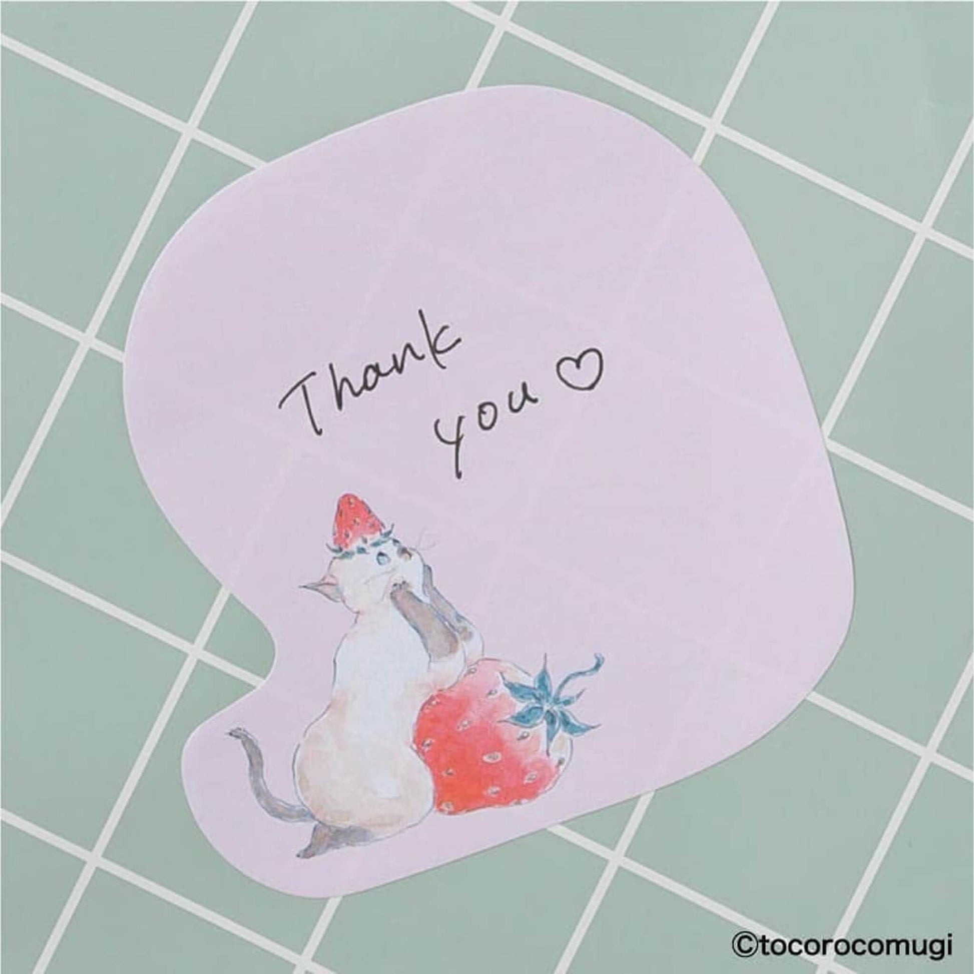 Hisago × Tocoro Comugi Firmly Sticky Notes M Size - Strawberry Cat - Sticky Notes