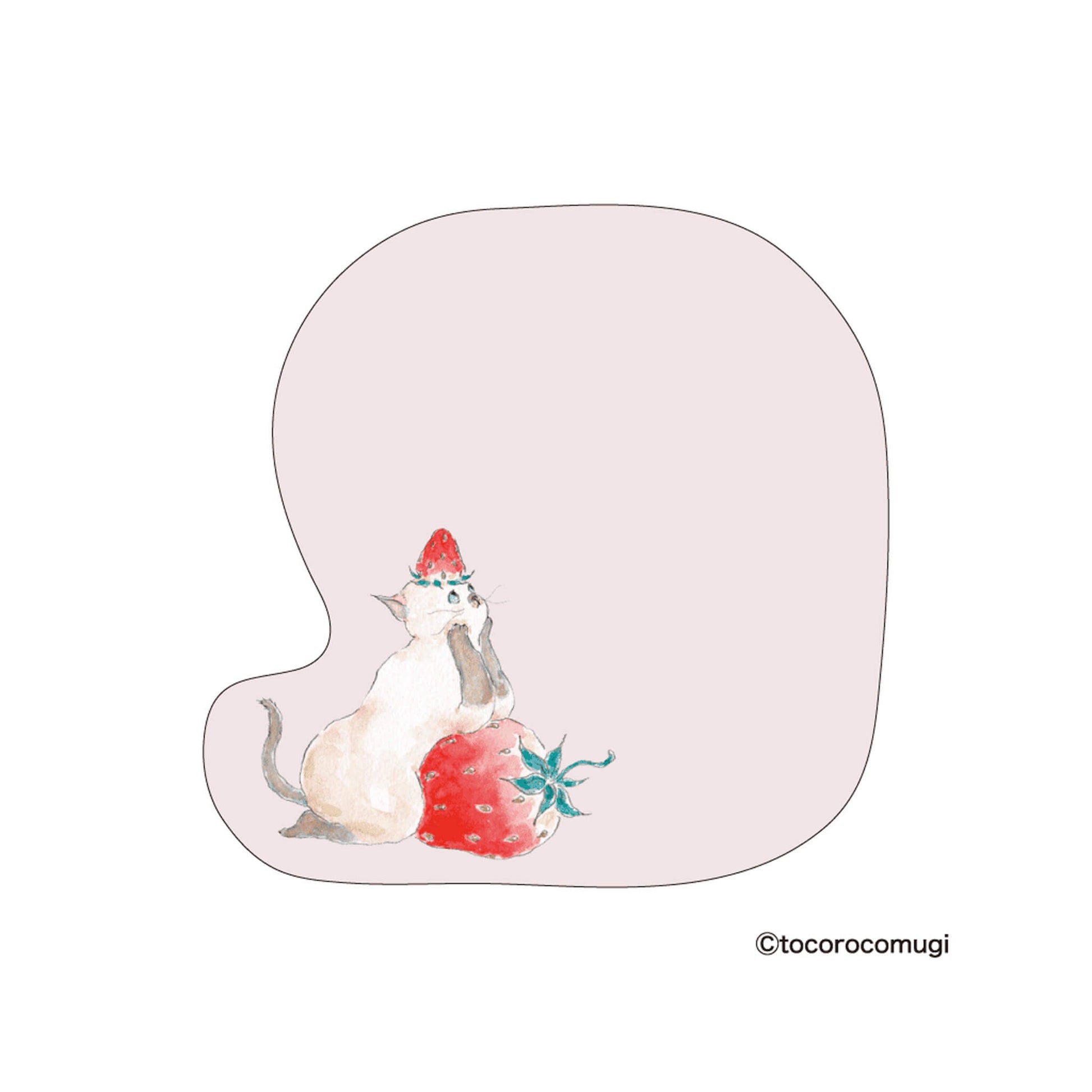 Hisago × Tocoro Comugi Firmly Sticky Notes M Size - Strawberry Cat - Sticky Notes