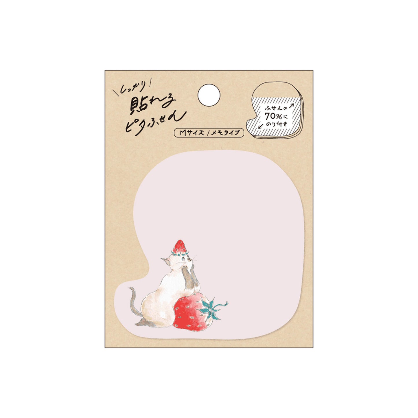 Hisago × Tocoro Comugi Firmly Sticky Notes M Size - Strawberry Cat - Sticky Notes