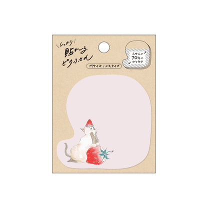Hisago × Tocoro Comugi Firmly Sticky Notes M Size - Strawberry Cat - Sticky Notes