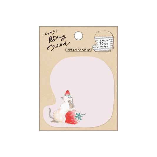 Hisago × Tocoro Comugi Firmly Sticky Notes M Size - Strawberry Cat - Sticky Notes