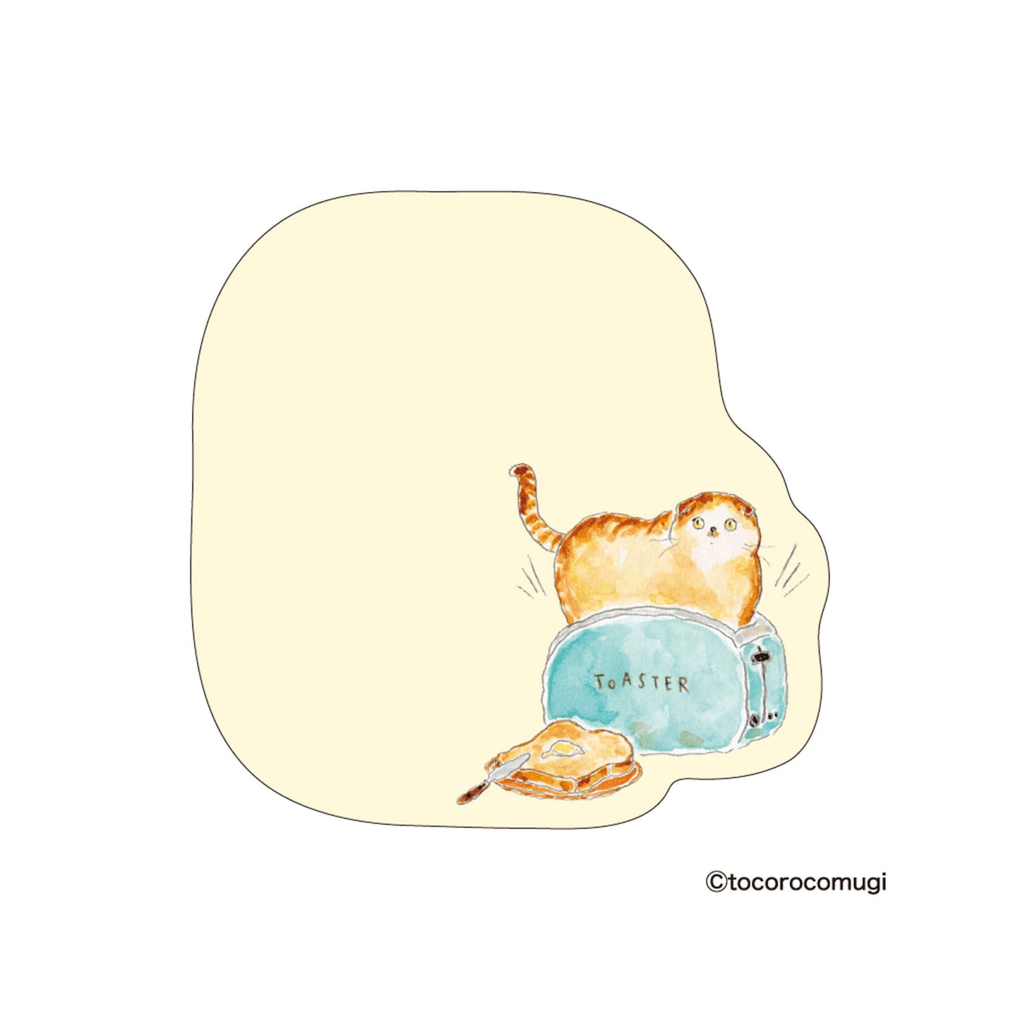 Hisago × Tocoro Comugi Firmly Sticky Notes M Size - Toast Cat - Sticky Notes