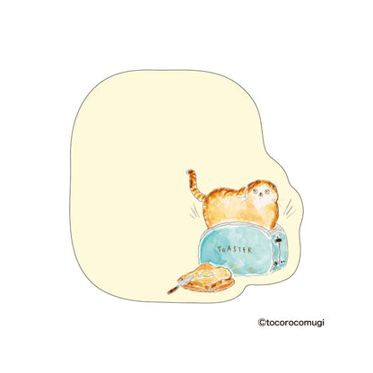 Hisago × Tocoro Comugi Firmly Sticky Notes M Size - Toast Cat - Sticky Notes