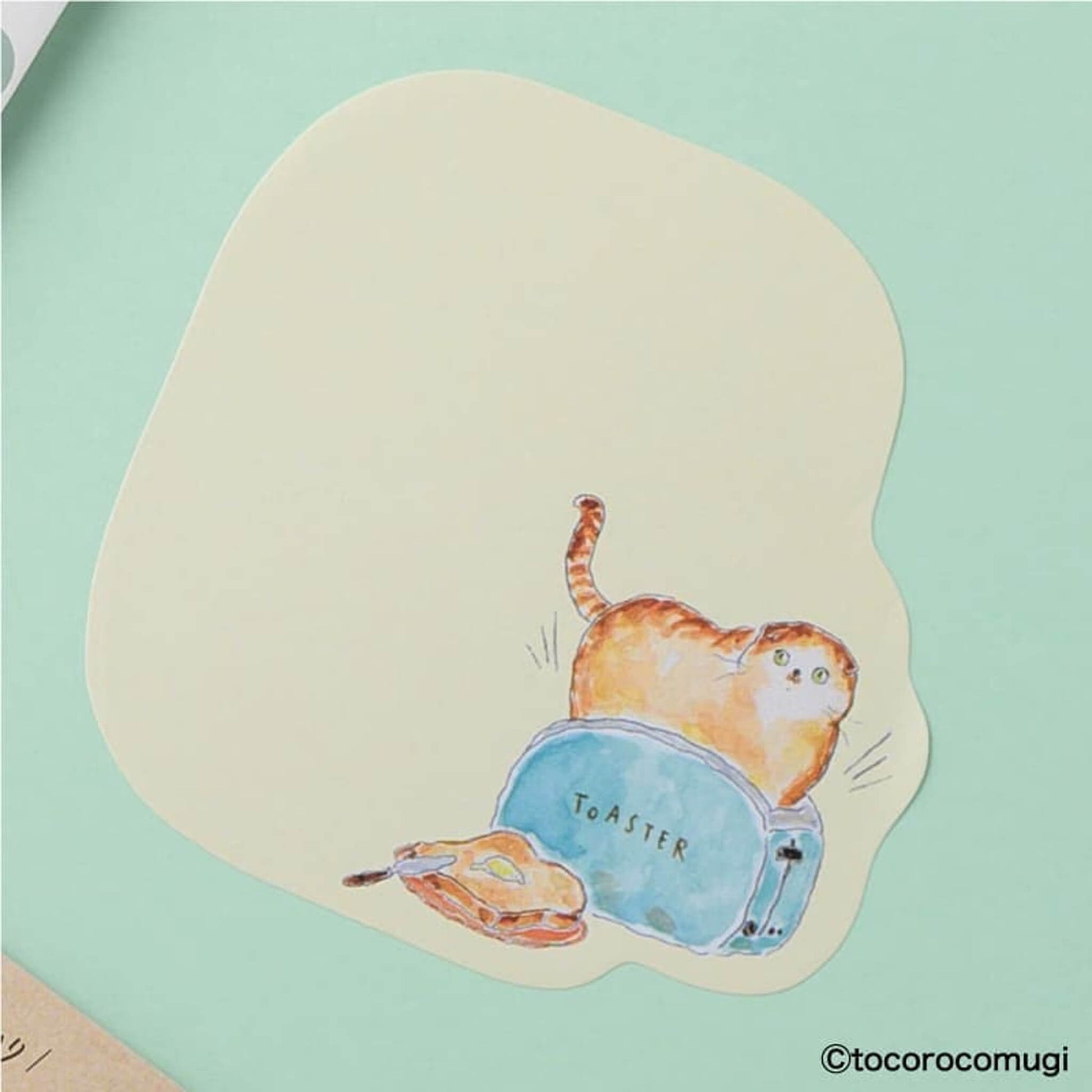 Hisago × Tocoro Comugi Firmly Sticky Notes M Size - Toast Cat - Sticky Notes