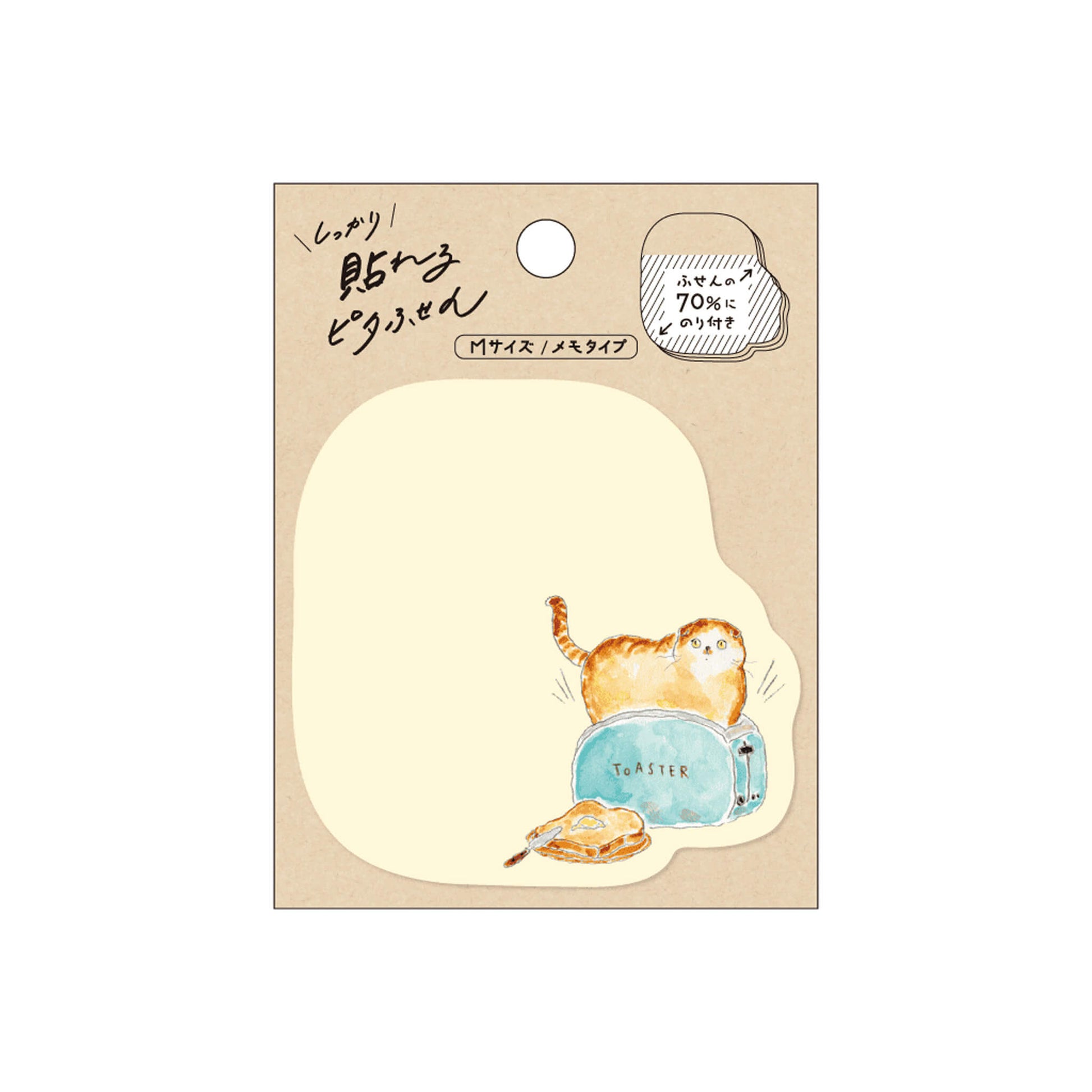 Hisago × Tocoro Comugi Firmly Sticky Notes M Size - Toast Cat - Sticky Notes