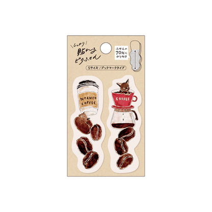 Hisago × Tocoro Comugi Firmly Sticky Notes S Size - Coffee Bean Cat - Sticky Notes