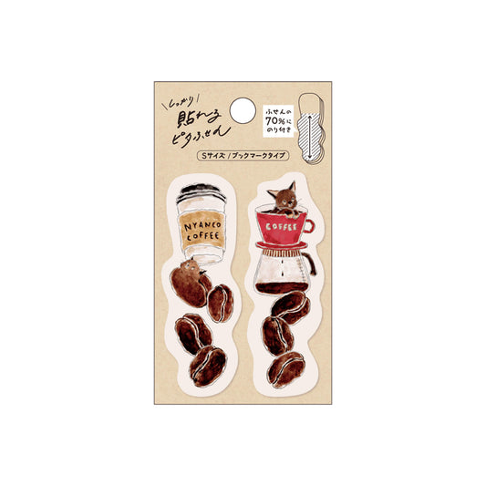 Hisago × Tocoro Comugi Firmly Sticky Notes S Size - Coffee Bean Cat - Sticky Notes