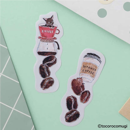 Hisago × Tocoro Comugi Firmly Sticky Notes S Size - Coffee Bean Cat - Sticky Notes