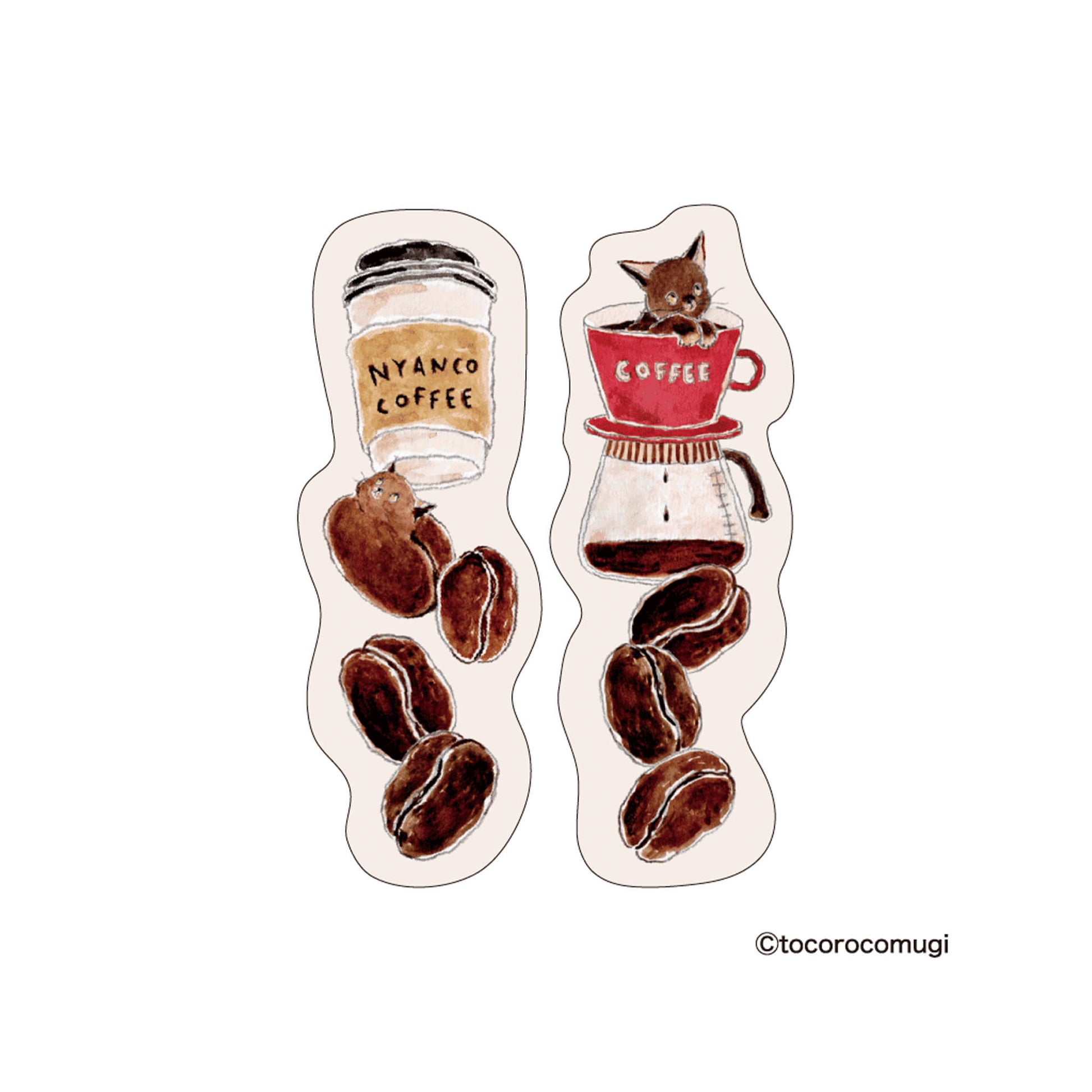 Hisago × Tocoro Comugi Firmly Sticky Notes S Size - Coffee Bean Cat - Sticky Notes