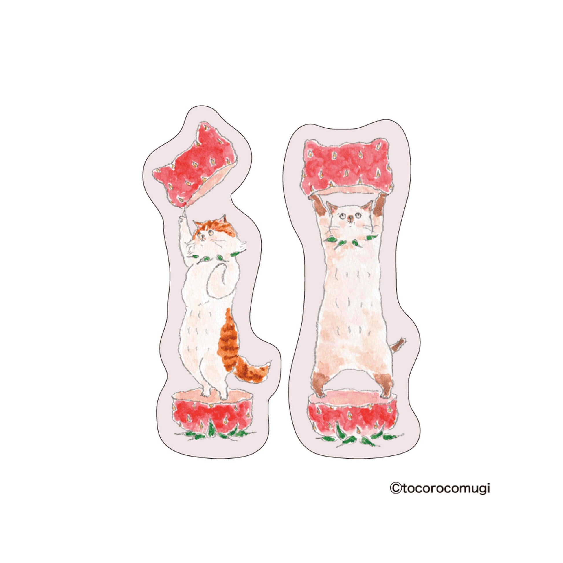 Hisago × Tocoro Comugi Firmly Sticky Notes S Size - Strawberry Cat - Sticky Notes