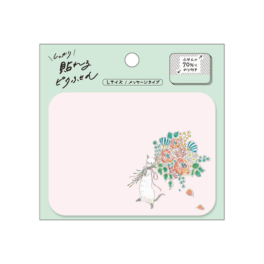 Hisago × Tocoro Comugi Pita Strong-Hold Sticky Notes L - Bouquet Cat - Sticky Notes