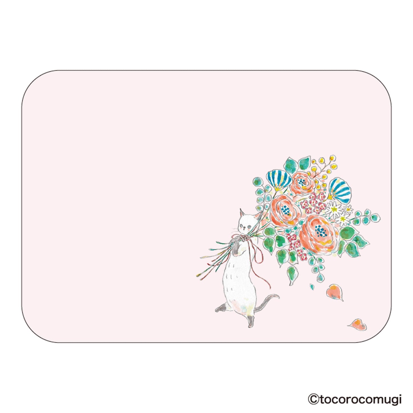 Hisago × Tocoro Comugi Pita Strong-Hold Sticky Notes L - Bouquet Cat - Sticky Notes