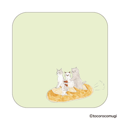 Hisago × Tocoro Comugi Pita Strong-Hold Sticky Notes M - All Aboard! Baguette Cat - Sticky Notes