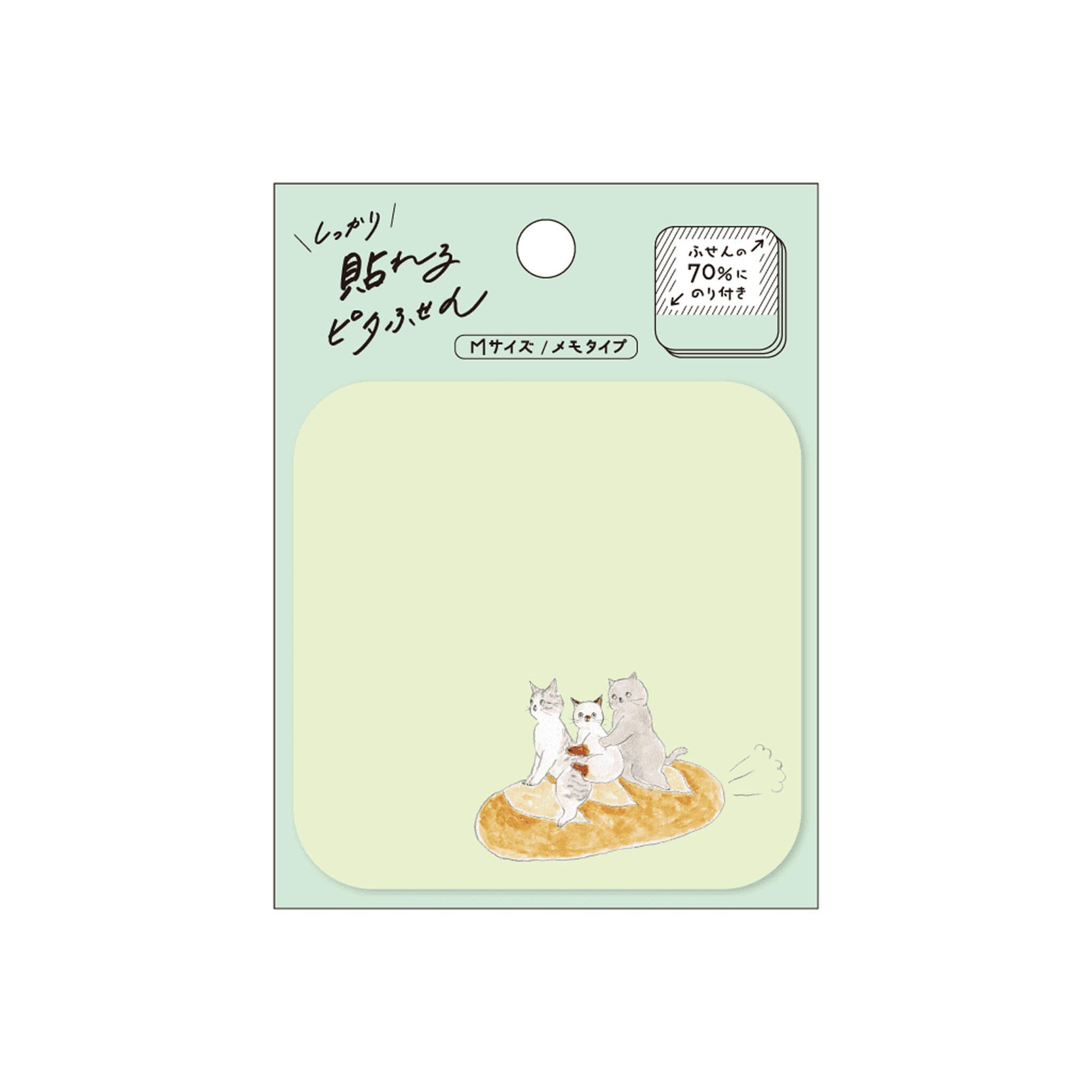Hisago × Tocoro Comugi Pita Strong-Hold Sticky Notes M - All Aboard! Baguette Cat - Sticky Notes