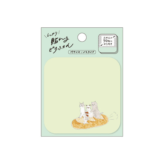 Hisago × Tocoro Comugi Pita Strong-Hold Sticky Notes M - All Aboard! Baguette Cat - Sticky Notes