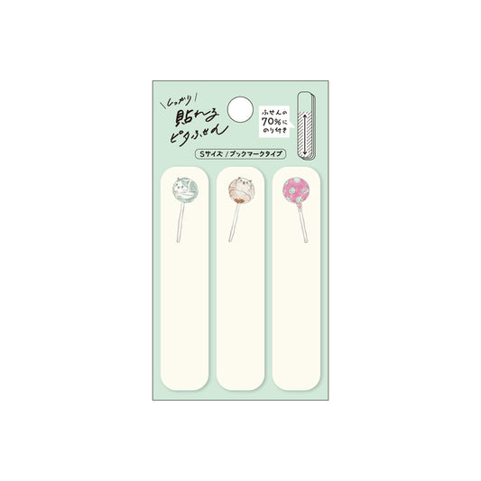 Hisago × Tocoro Comugi Pita Strong-Hold Sticky Notes S - Lollipop Cat - Sticky Bookmarks