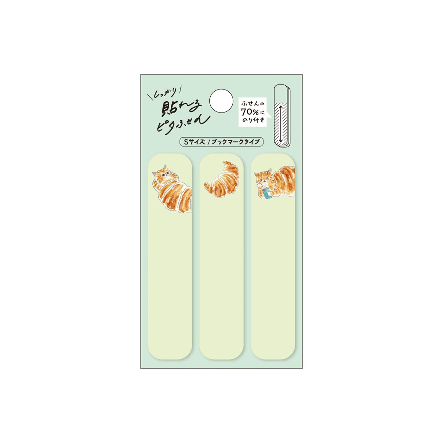 Hisago × Tocoro Comugi Pita Strong-Hold Sticky Notes S - Vacation Croissant Cat - Sticky Bookmarks
