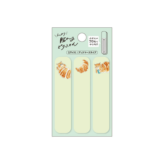 Hisago × Tocoro Comugi Pita Strong-Hold Sticky Notes S - Vacation Croissant Cat - Sticky Bookmarks