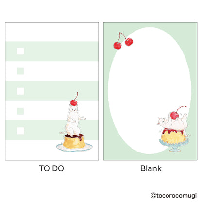 Hisago × Tocoro Comugi Standing Sticky Notes Big - Puru Puru Pudding Cat - Sticky Notes