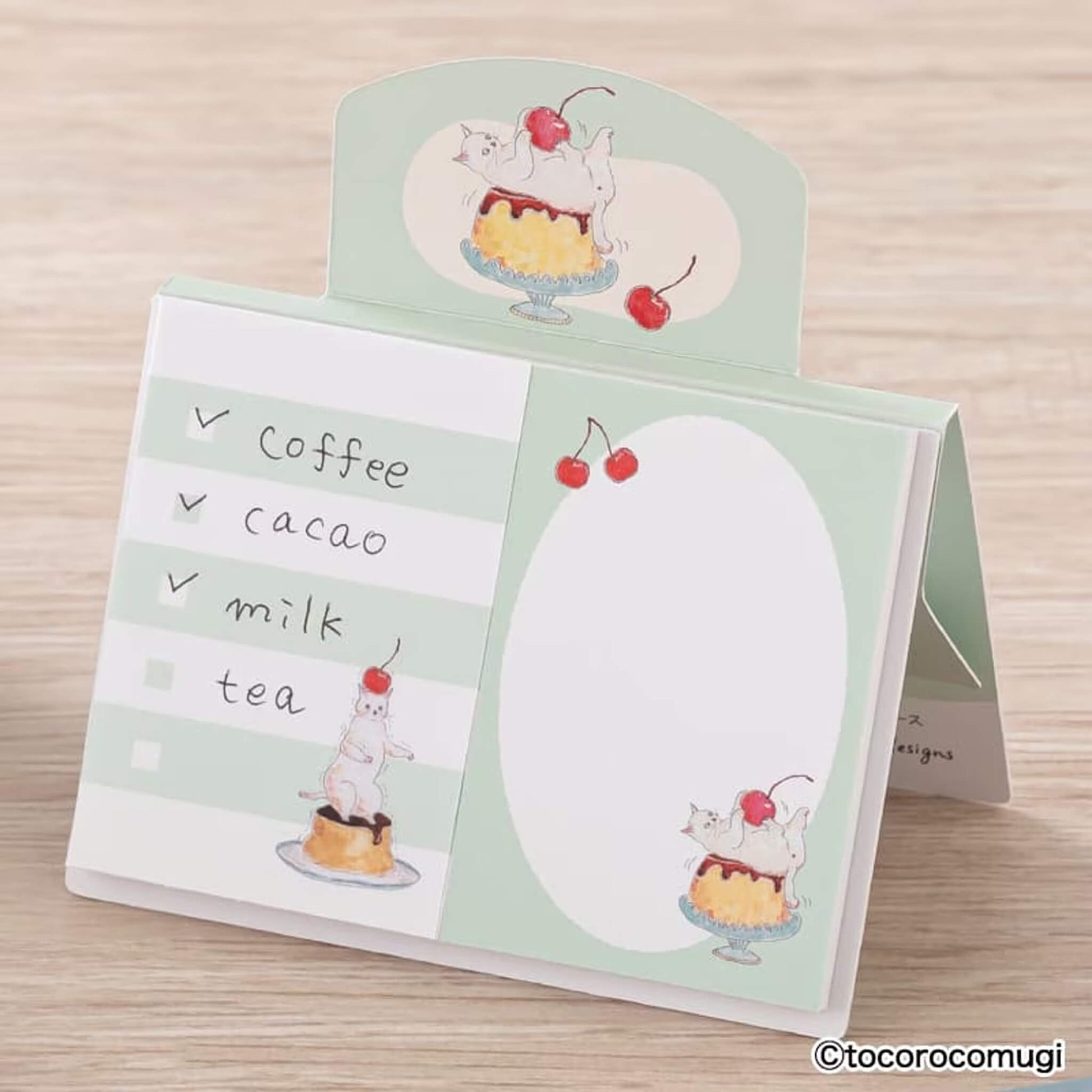 Hisago × Tocoro Comugi Standing Sticky Notes Big - Puru Puru Pudding Cat - Sticky Notes