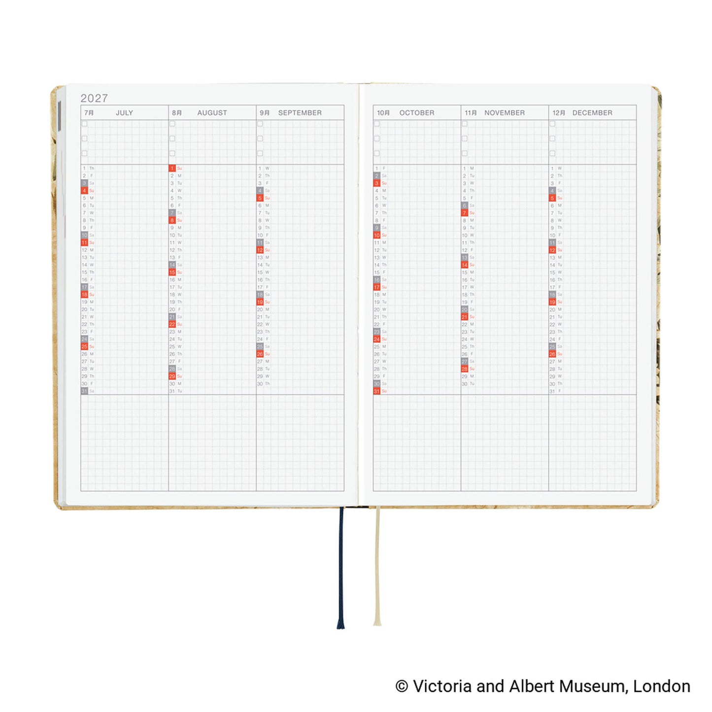 Hobonichi Techo HON A5 2027 - V&A Series: Vine - 2027 Planners & Diaries