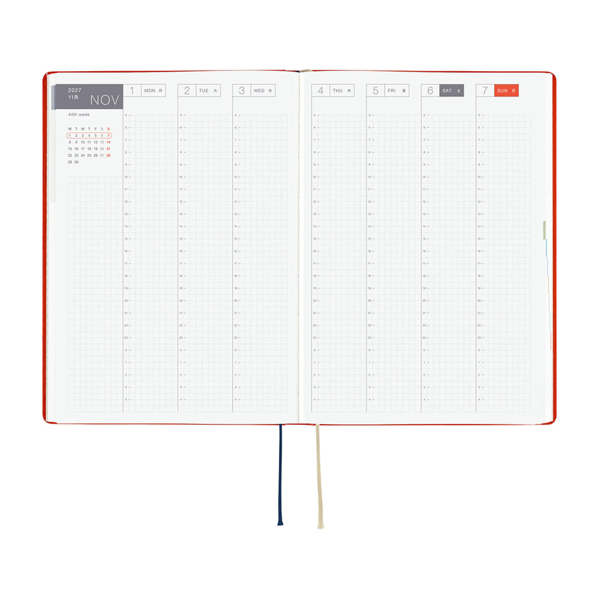 Hobonichi Techo HON A5 2027 - Yumi Kitagishi: White Cat and Rabbit’s Tea Room - 2027 Planners & Diaries