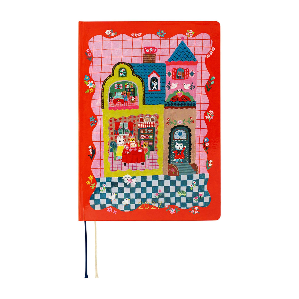 Hobonichi Techo HON A5 2027 - Yumi Kitagishi: White Cat and Rabbit’s Tea Room - 2027 Planners & Diaries