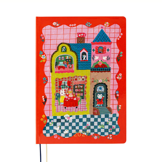 Hobonichi Techo HON A5 2027 - Yumi Kitagishi: White Cat and Rabbit’s Tea Room - 2027 Planners & Diaries