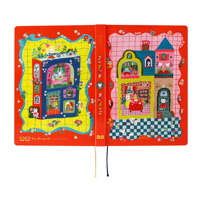Hobonichi Techo HON A5 2027 - Yumi Kitagishi: White Cat and Rabbit’s Tea Room - 2027 Planners & Diaries