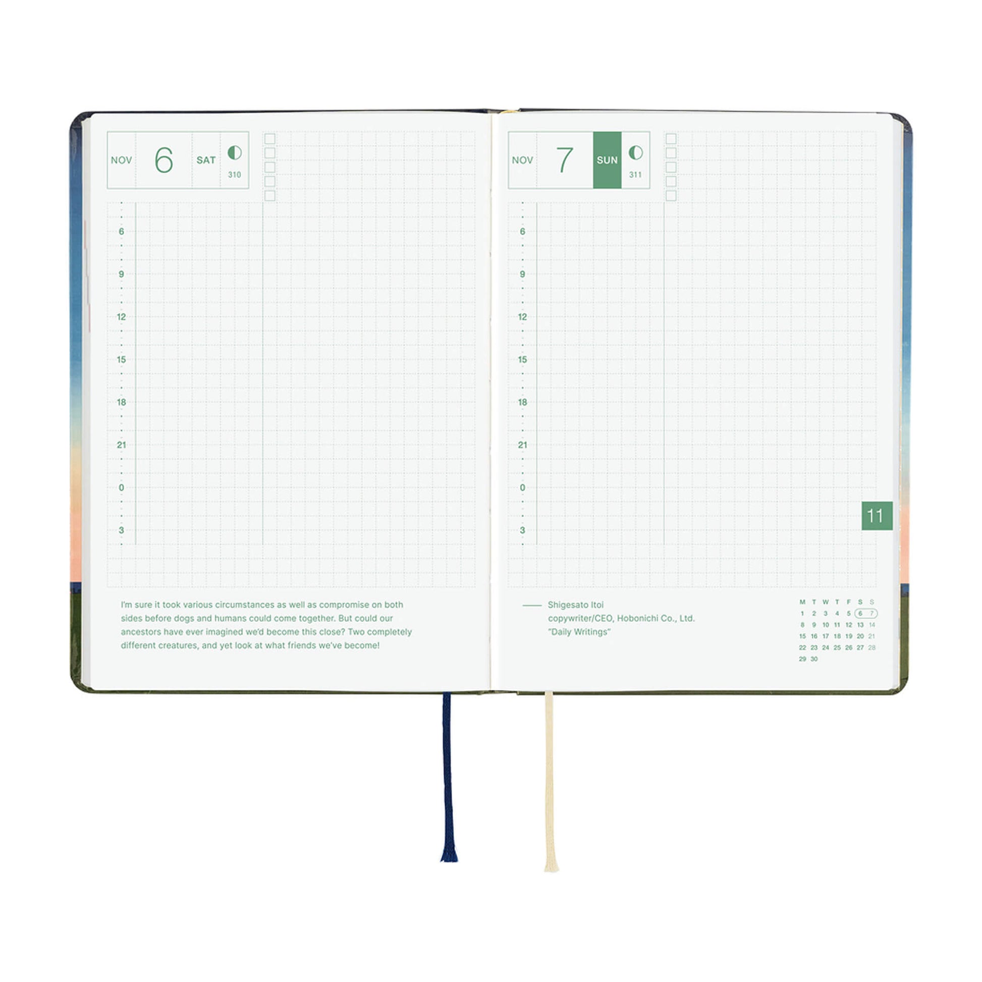 Hobonichi Techo HON A6 2027 - Hiroko Kubota: String Telephone Until the Moon is Full - 2027 Planners & Diaries