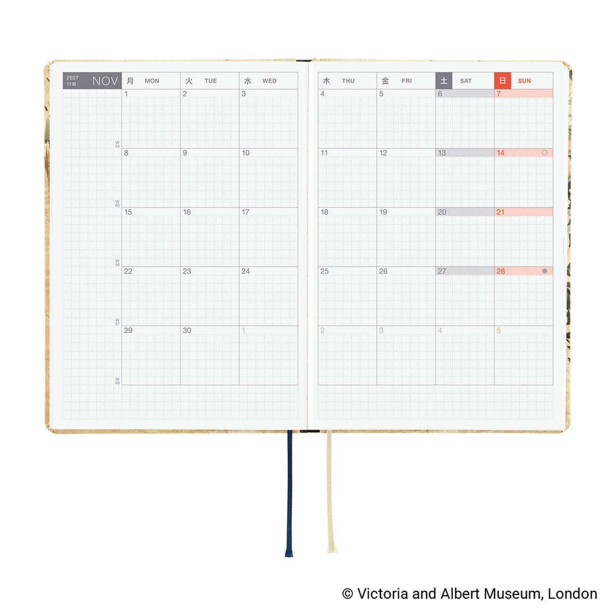 Hobonichi Techo HON A6 2027 - V&A Series: Vine - 2027 Planners & Diaries