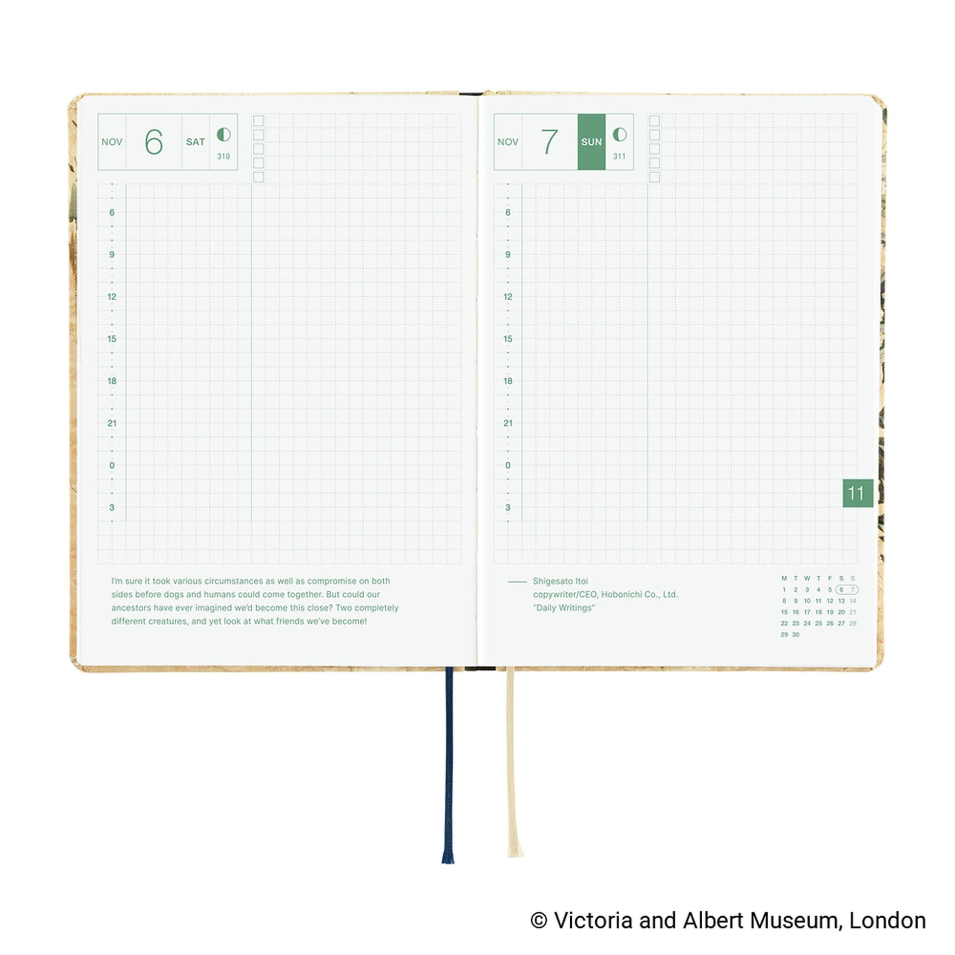 Hobonichi Techo HON A6 2027 - V&A Series: Vine - 2027 Planners & Diaries
