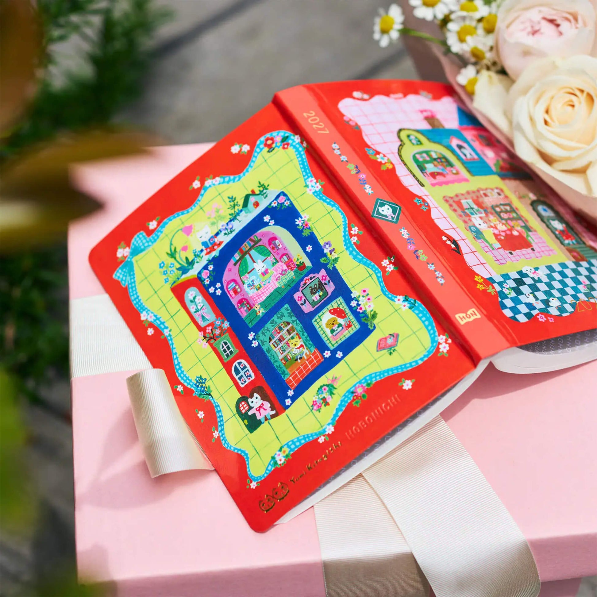Hobonichi Techo HON A6 2027 - Yumi Kitagishi: White Cat and Rabbit’s Tea Room - 2027 Planners & Diaries