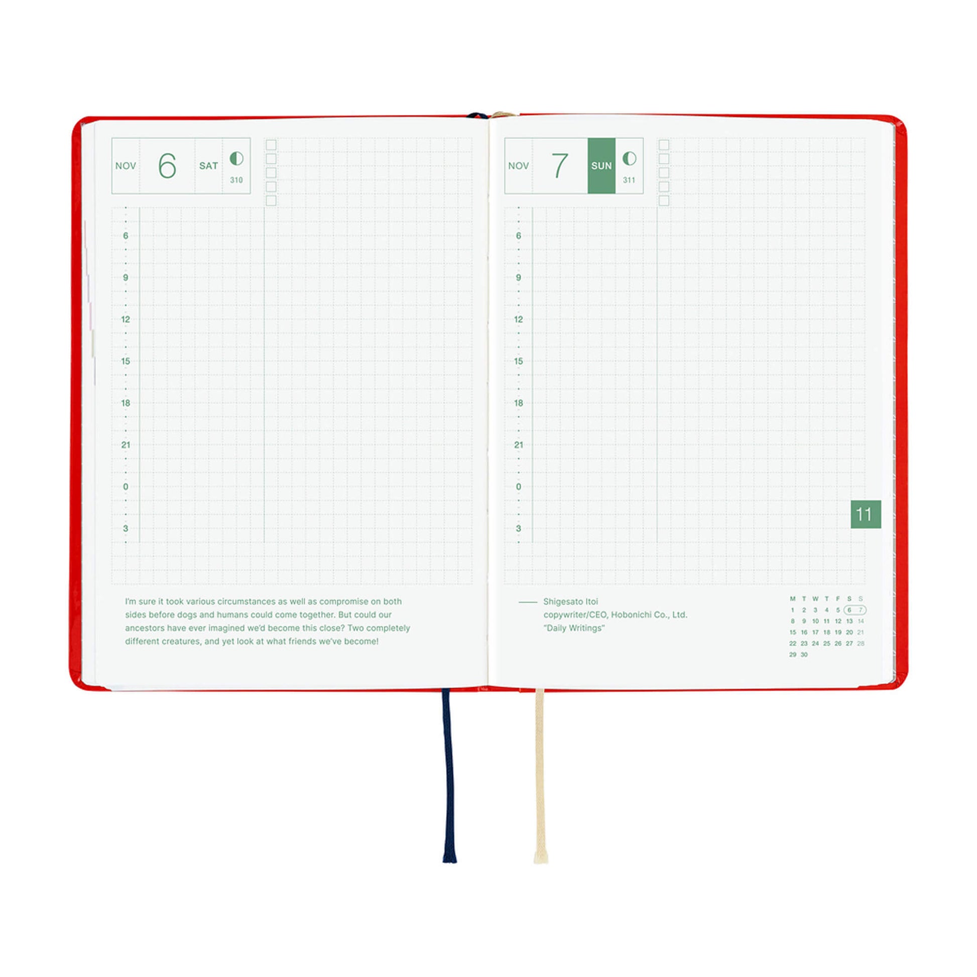 Hobonichi Techo HON A6 2027 - Yumi Kitagishi: White Cat and Rabbit’s Tea Room - 2027 Planners & Diaries