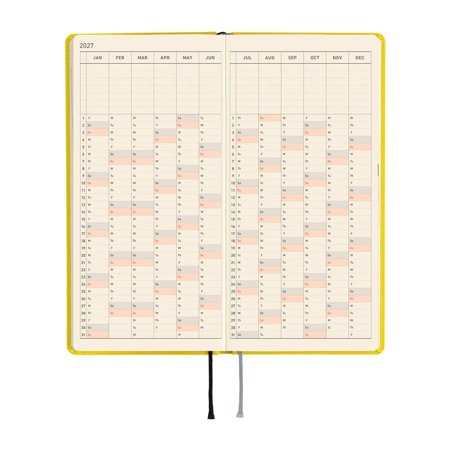 Hobonichi Techo Weeks 2027 - Colors: Canaria Yellow - 2027 Planners & Diaries