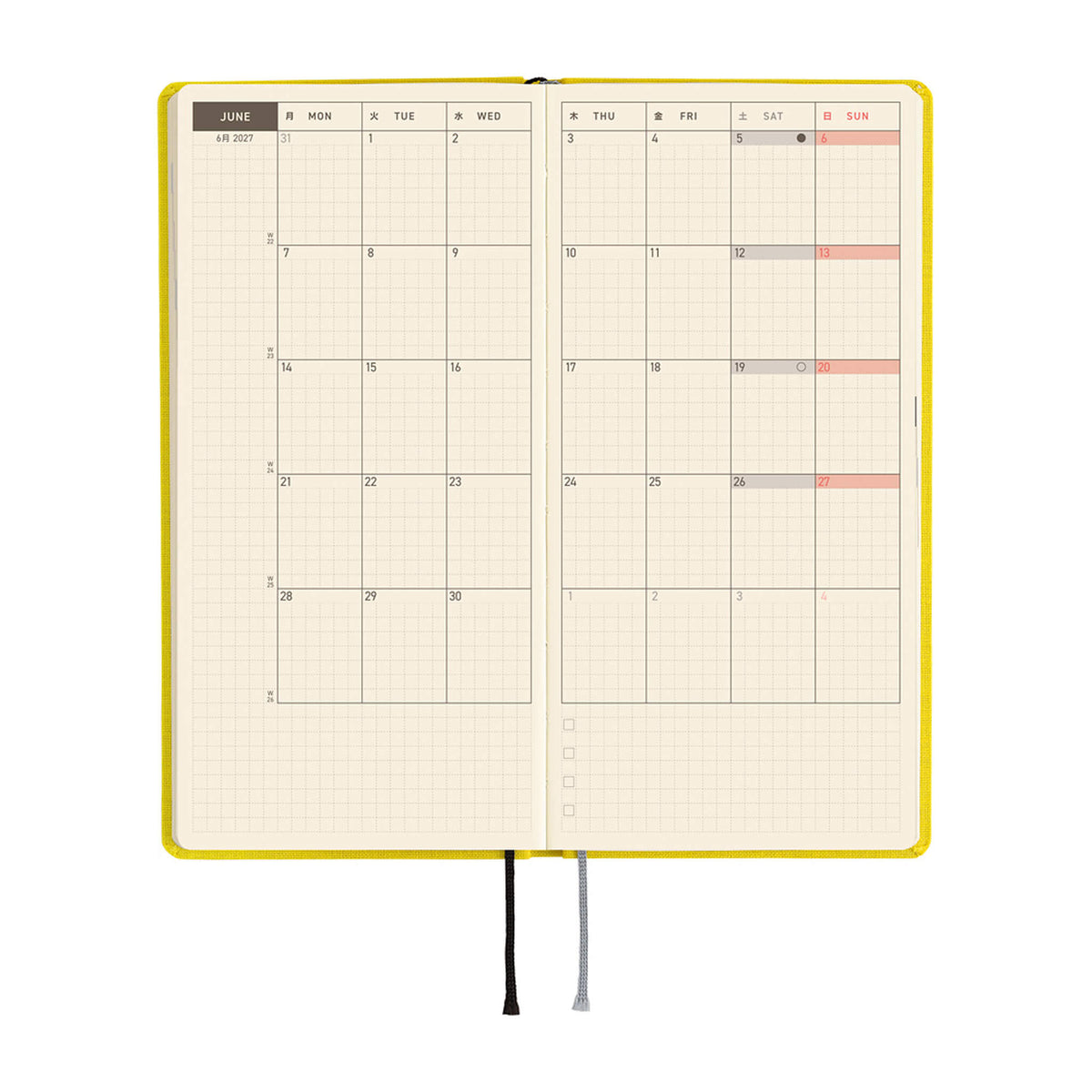 Hobonichi Techo Weeks 2027 - Colors: Canaria Yellow - 2027 Planners & Diaries
